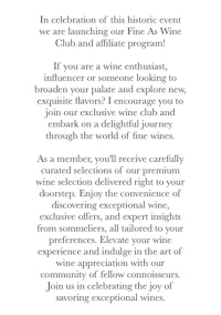 a flyer for a wine club and affiliate program